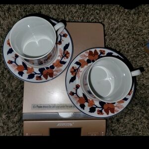 Fitz and Floyd Multicolor Teacup and Saucer Set